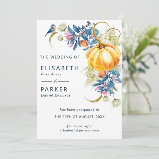 Verander de datum herfst bruiloft aankondiging (Staand voorkant)