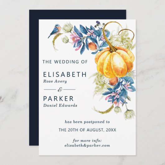 Verander de datum herfsttrouw aankondiging (Voorkant / Achterkant)