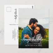 Verander de datum Huwelijk uitgesteld Elegant scri Briefkaart (Voorkant / Achterkant)