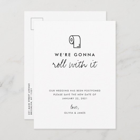 Verander de datum huwelijksuitstel aankondigingskaart (Voorkant / Achterkant)