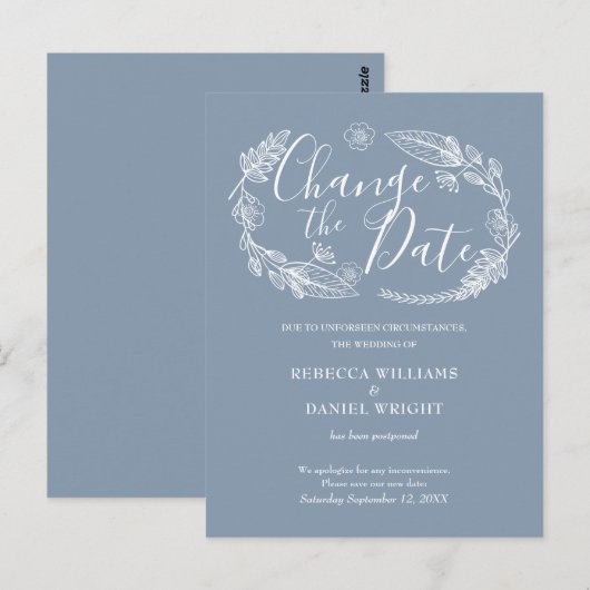 Verander de datum landelijke bloemstijl uitgesteld briefkaart (Voorkant / Achterkant)