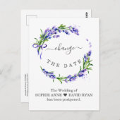 Verander de datum Lavendel Bloemige Huwelijk Uitge Briefkaart (Voorkant / Achterkant)