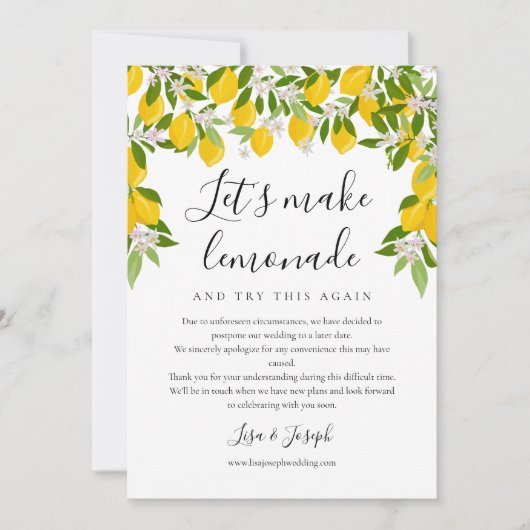 Verander de Datum Lemons Postponed Geannelleerde F Kaart (Voorkant)