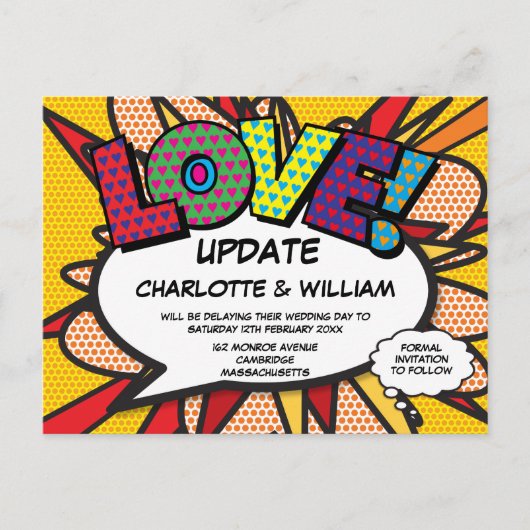 Verander de datum LOVE Uitgesteld Modern Briefkaart (Voorkant)