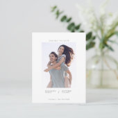 Verander de datum minimalist fotowedding op maat aankondigingskaart (Staand voorkant)