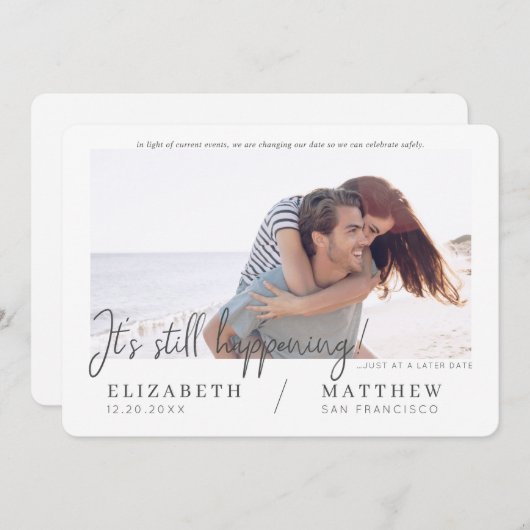 Verander de Datum Modern Chic Aangepaste Fotobruil Save The Date (Voorkant / Achterkant)