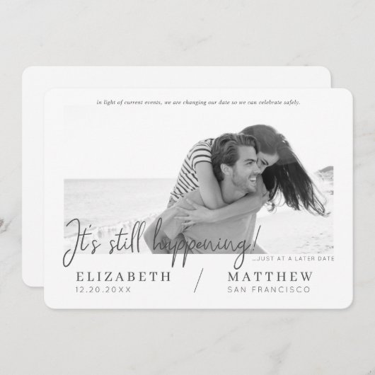 Verander de Datum Modern Chic Aangepaste Fotobruil Save The Date (Voorkant / Achterkant)