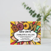 Verander de datum Modern leuk stripboek Aankondigingskaart (Staand voorkant)