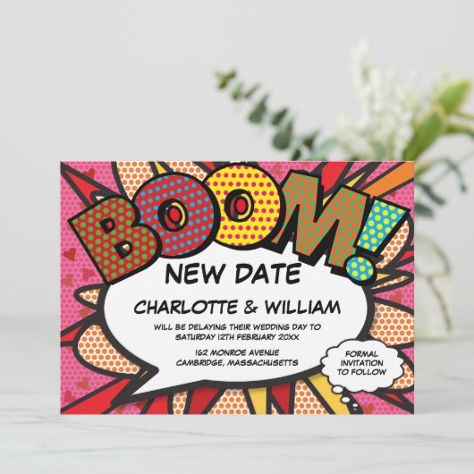 Verander de Datum Modern Roze Boek van de Vrij Save The Date (Staand voorkant)