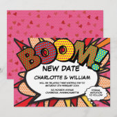 Verander de Datum Modern Roze Boek van de Vrij Save The Date (Voorkant / Achterkant)