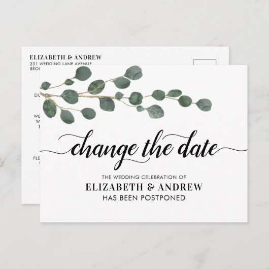 Verander de datum modern script groenvoorziening E Aankondigingskaart (Voorkant / Achterkant)