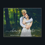 Verander de Datum Modern Trendy Manuscript Nieuwe  Briefkaart<br><div class="desc">Het moderne Trendy Manuscript verander de Datum van het Berichten het Nieuwe Briefkaart van de Datum van de Vertrouwde dag het  van de Paar van de Foto</div>