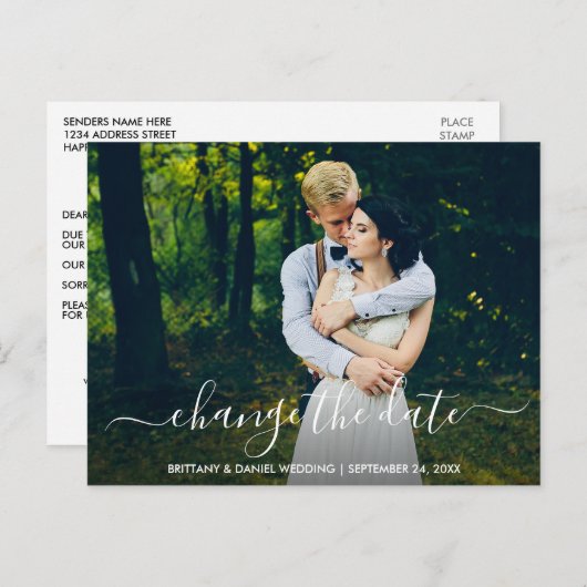 Verander de Datum Modern Trendy Manuscript Nieuwe Briefkaart (Voorkant / Achterkant)