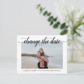 Verander de datum moderne elegante typografie foto aankondigingskaart (Staand voorkant)
