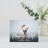 VERANDER DE DATUM Moderne kalligrafie landschapsfo Aankondigingskaart (Staand voorkant)