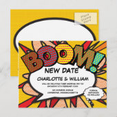 Verander de datum moderne leuke stripboek aankondigingskaart (Voorkant / Achterkant)
