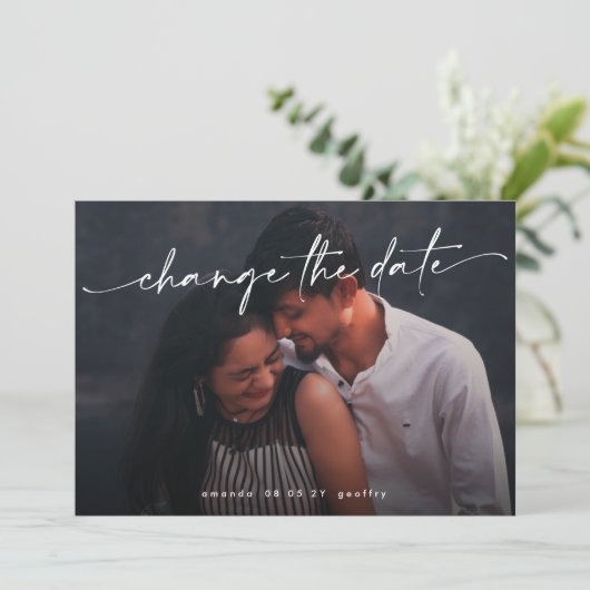 Verander de Datum MultiFoto QR CODE Save The Date (Staand voorkant)