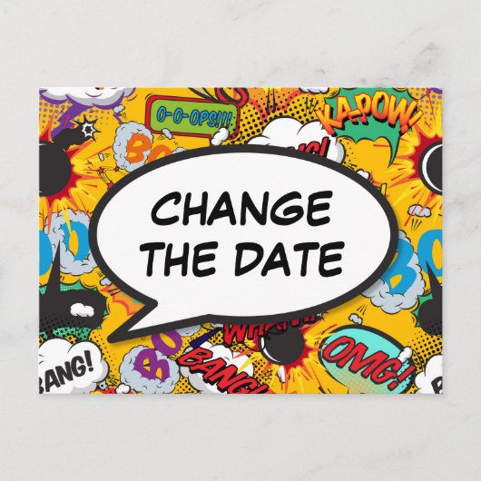 Verander De Datum Nieuwe Plan Moderne Pret Creatie Briefkaart (Voorkant)