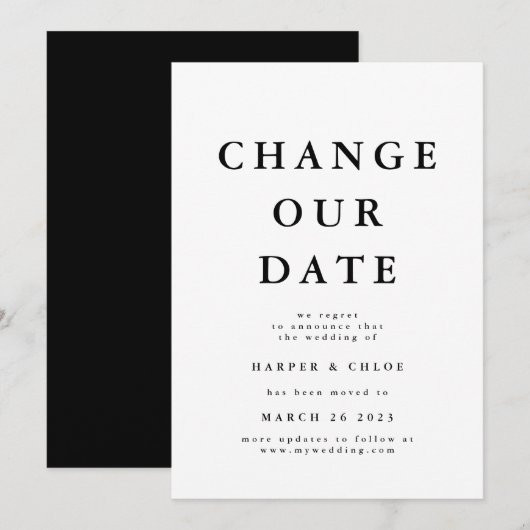 Verander de Datum Nieuwe Vertrouwdatum Save The Date (Voorkant / Achterkant)