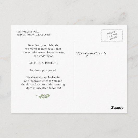 Verander de Datum Rode Witte Floral Eucalyptus van Briefkaart (Achterkant)