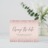 Verander de datum Roos Goud Roze Glitter Bat Mitzv Briefkaart (Staand voorkant)