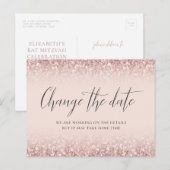 Verander de datum Roos Goud Roze Glitter Bat Mitzv Briefkaart (Voorkant / Achterkant)