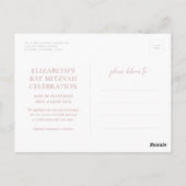 Verander de datum Roos Goud Roze Glitter Bat Mitzv Briefkaart (Achterkant)