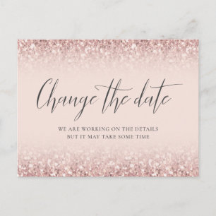 Verander de datum Roos Goud Roze Glitter Bat Mitzv Briefkaart
