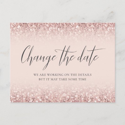 Verander de datum Roos Goud Roze Glitter Bat Mitzv Briefkaart (Voorkant)