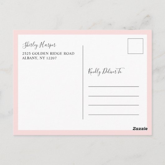 Verander De Datum Roze Bloem Goud Schrift Briefkaart (Achterkant)