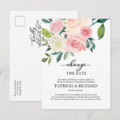Verander de datum Roze bloemen Bruiloft Uitstel Briefkaart (Voorkant / Achterkant)