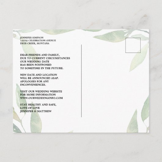 Verander de Datum Roze Botanische Weddenschap Aankondigingskaart (Achterkant)