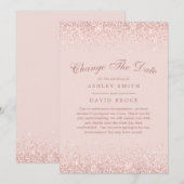 Verander de datum Roze Goud Confetti Blush Roze Save The Date (Voorkant / Achterkant)