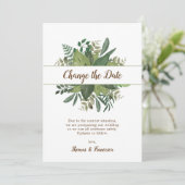 Verander de datum Rustic Leaves Uitgestelde Trouwd Kaart (Staand voorkant)
