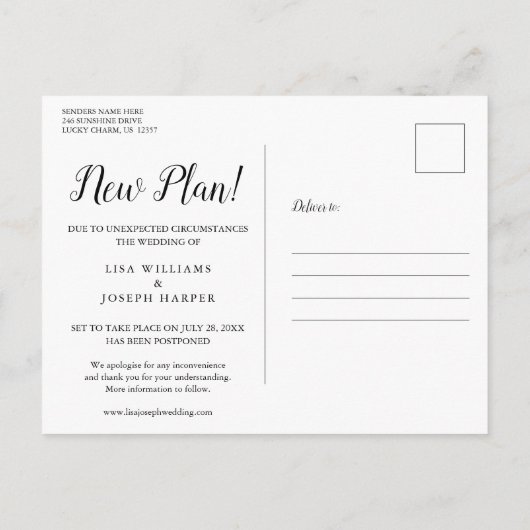 Verander de datum Rustic We Do Redo Uitgesteld Briefkaart (Achterkant)