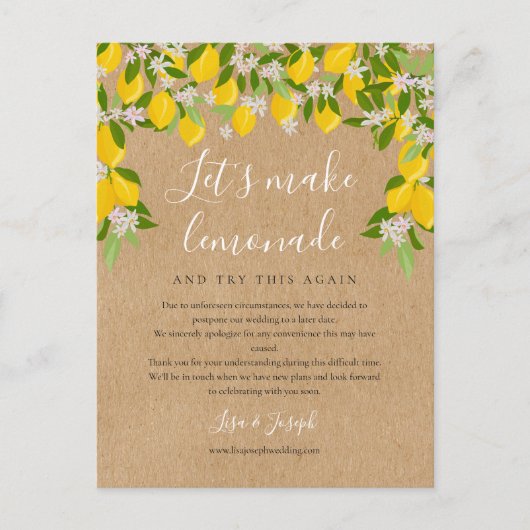 Verander de datum Rustieke citroenen foto Briefkaart (Voorkant)