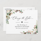 Verander de datum rustieke winter bloemstuk uitges briefkaart (Voorkant / Achterkant)