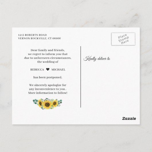 Verander de datum Rustieke zonnebloem slinger lich Briefkaart (Achterkant)