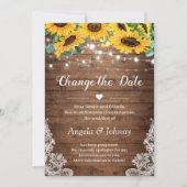 Verander de datum Rustieke zonnebloemen slingerlic Kaart (Voorkant)