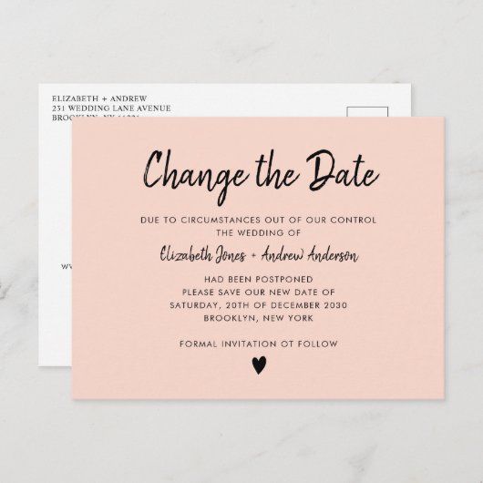 Verander de Datum Script Calligraphy Minimalist Ro Aankondigingskaart (Voorkant / Achterkant)