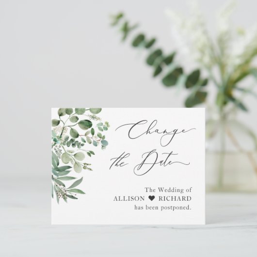 Verander de datum script eenvoudig elegante eucaly briefkaart (Staand voorkant)