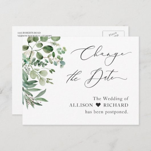 Verander de datum script eenvoudig elegante eucaly briefkaart (Voorkant / Achterkant)