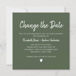 Verander de datum script Modern Calligrafie Groen Aankondiging