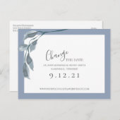 Verander de datum Sla de datum op Blauwe bloemen Aankondigingskaart (Voorkant / Achterkant)