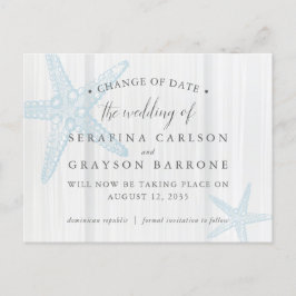 Verander de Datum Startvis Rustic Wood Beach Weddi Aankondigingskaart