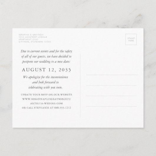 Verander de Datum Startvis Rustic Wood Beach Weddi Aankondigingskaart (Achterkant)