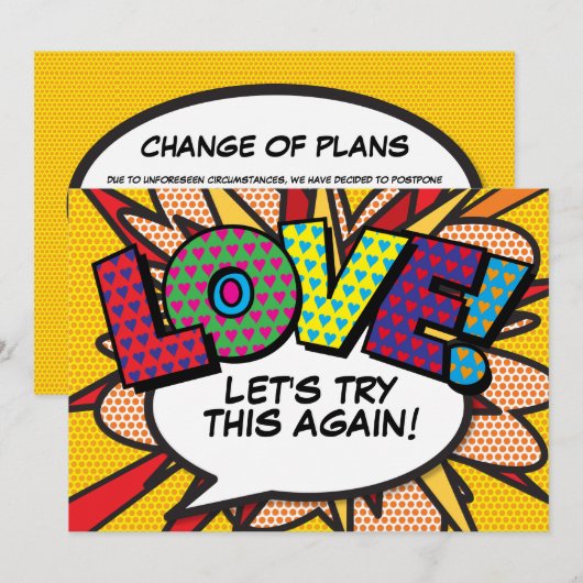 Verander de Datum Stripboek Moderne Pret Save The Date (Voorkant / Achterkant)