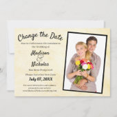 Verander de Datum toevoegen Foto bruiloft Beige Pa Save The Date (Voorkant)