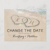 Verander De Datum Tropisch Strand Hart Kust Aankondigingskaart (Voorkant)