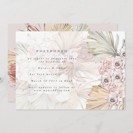 Verander de datum Tropische Pampas die de datum wo Save The Date (Voorkant / Achterkant)